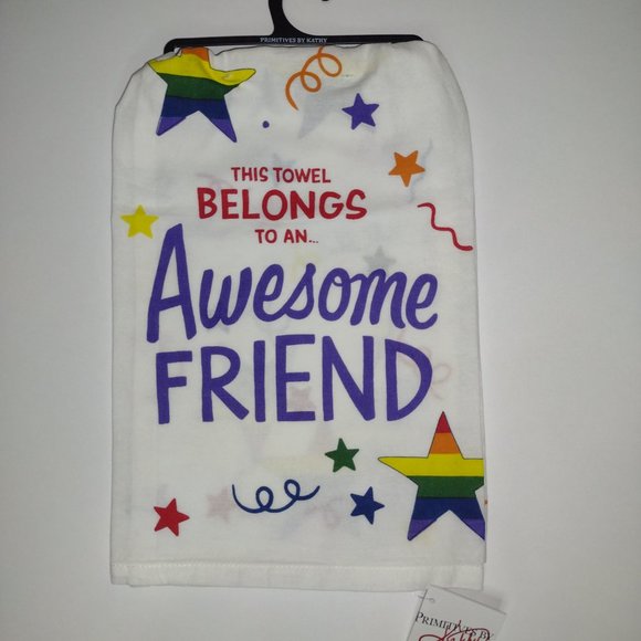 Kitchen Towel - This Towel Belongs To An Awesome Friend -White - 28 x 28 In -PBK - Picture 6 of 6